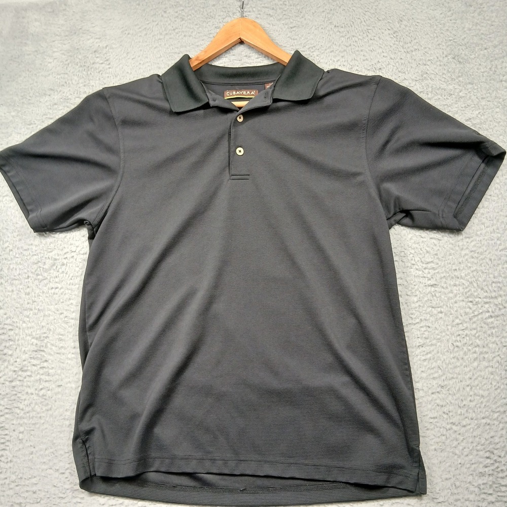 Cubavera Men's Large Black Polo Shirt Short Sleeve 100% Polyester Golf Casual